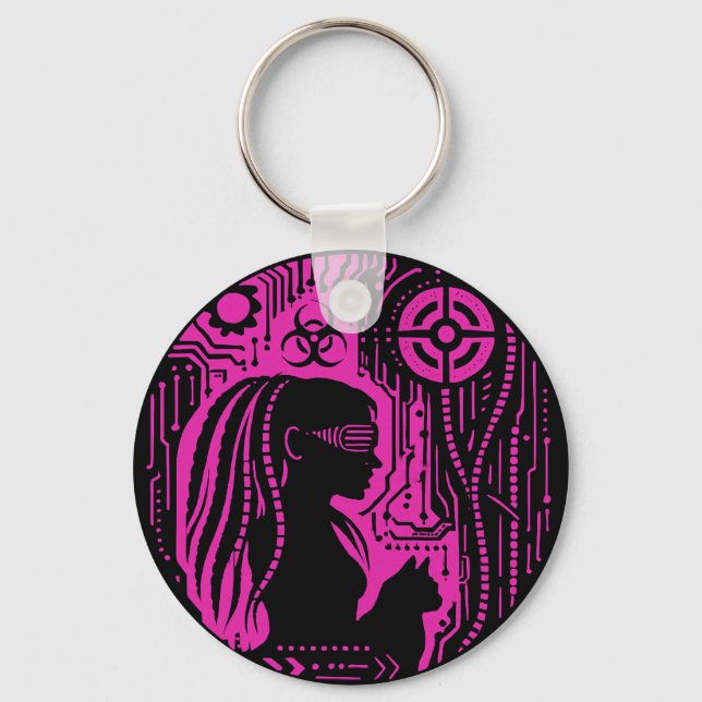 Neon Dread Protocol Keychain (Front)