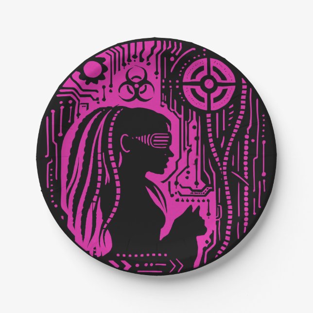 Neon Dread Protocol Paper Plates (Front)