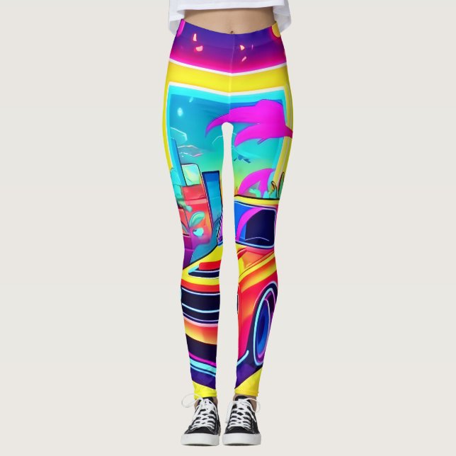 Neon Dream Car Escape Leggings (Front)