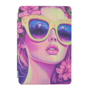 Neon Dream Girl with Floral Sunglasses iPad Mini Cover