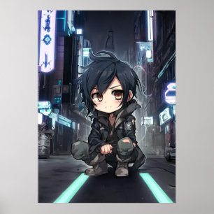 Neon Dreams: A Chibi's Cyberpunk Anime Adventure Poster
