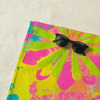 Neon Dreams Abstract Beach Towel