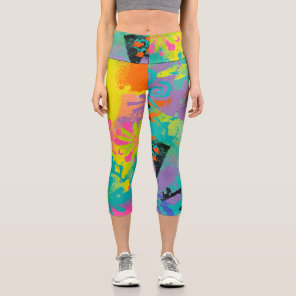 Neon Dreams Abstract Capri Leggings