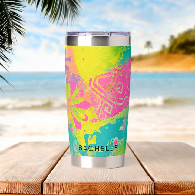Neon Dreams Abstract Insulated Tumbler (Beach (Rotated))