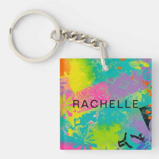 Neon Dreams Abstract Keychain