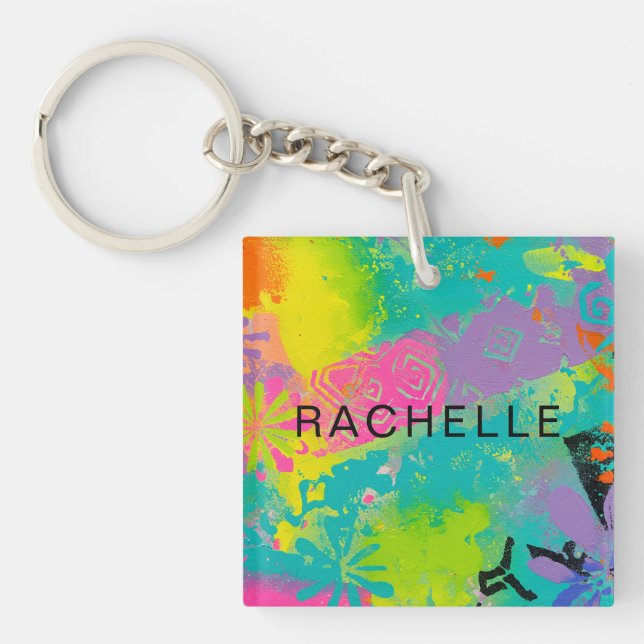 Neon Dreams Abstract Keychain (Front)