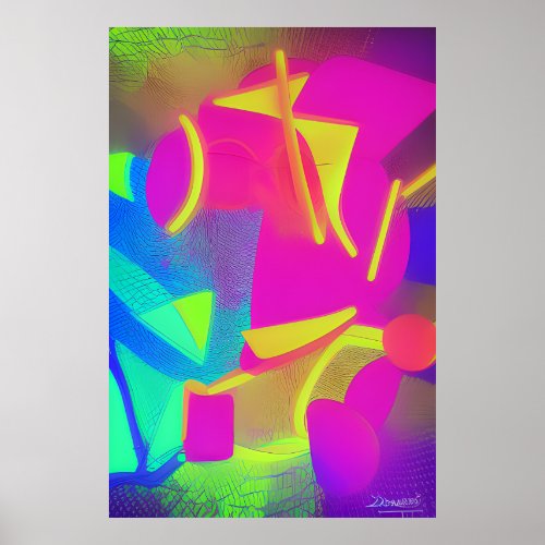 Neon Dreams Abstract Poster _ Futuristic Vibrance