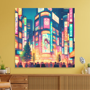Neon Dreams of Shibuya Canvas Print