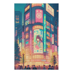 Neon Dreams of Shibuya Faux Canvas Print