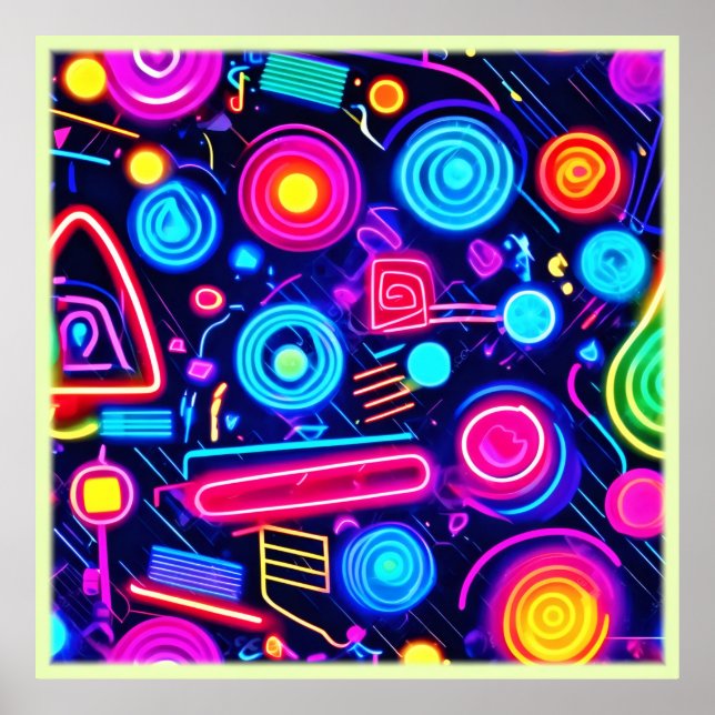 Neon Dreamscape: A Vibrant Abstract Art Poster (Front)