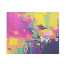 Neon Dreamscape Abstract Gallery Wrap Canvas Art