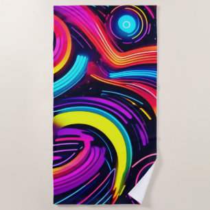 Neon Dreamscape Art Beach Towel