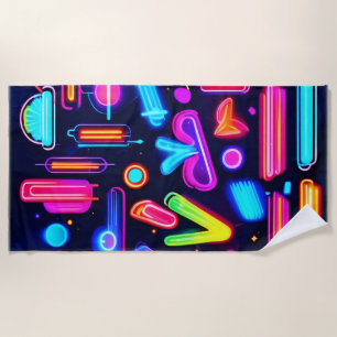 Neon Dreamscape Symphony Beach Towel