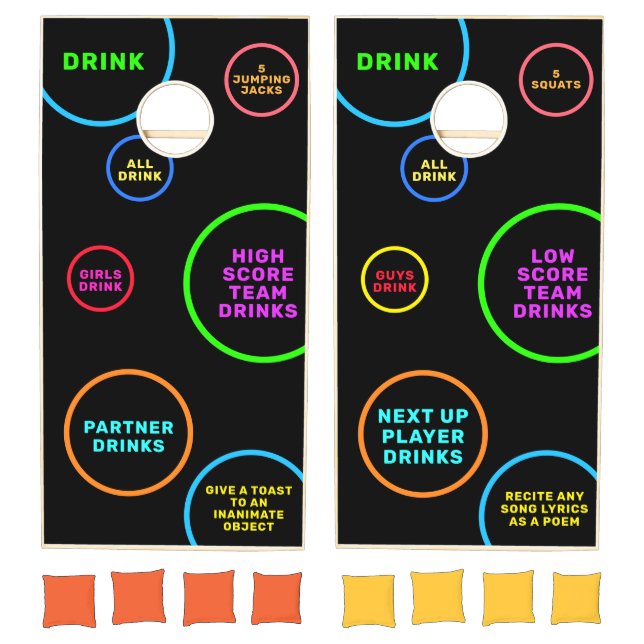 Neon Drinking Gamer Fun Custom Cornhole Set (Set)