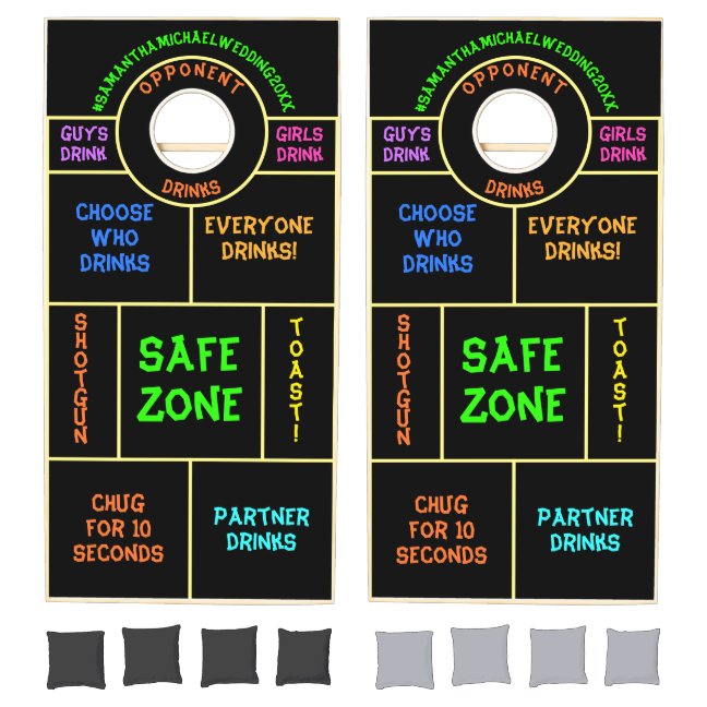 Neon Drinking Gaming Funny Wedding Cornhole Set