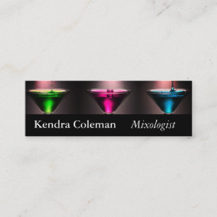 Neon Drinks Mixologist Bartender Mini Business Card
