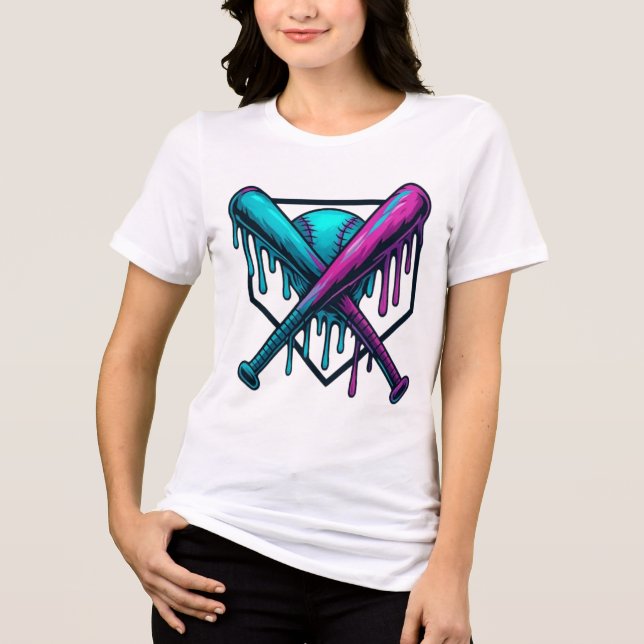Neon Drip Baseball Bats T-Shirt Design – Bold Stre Tri-Blend Shirt (Front)