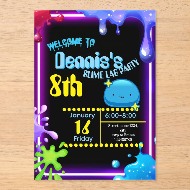 Neon Drip Slime Birthday Party Invitation Kids (Front)