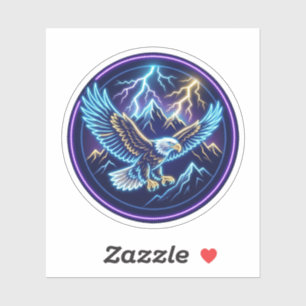 Neon Eagle Mountain Lightning Storm Glowing Sticke Sticker