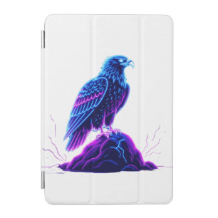 Neon Eagle on Glowing Rock – Cyberpunk Style iPad Mini Cover