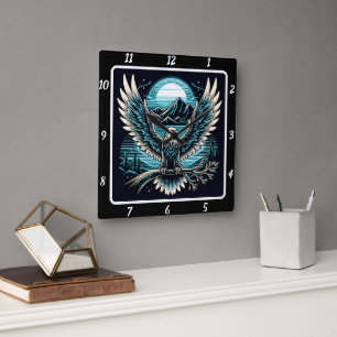 Neon Eagle Skyflare Square Wall Clock