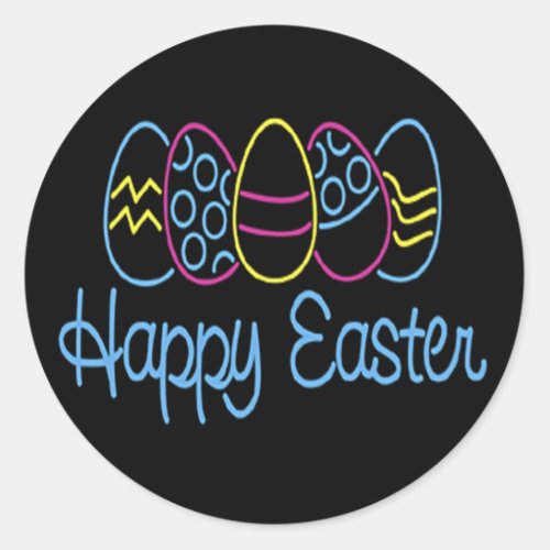 Neon Easter Easter Classic Round Sticker