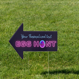 Neon Easter Egg Hunt Arrow Yard Sign LEFT