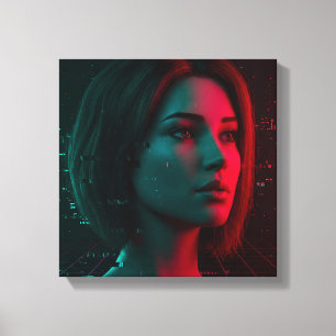Neon Echo Stretched Canvas Print