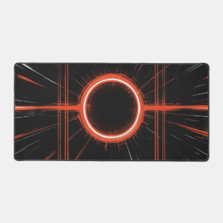 Neon Eclipse in a Digital Grid Desk Mat
