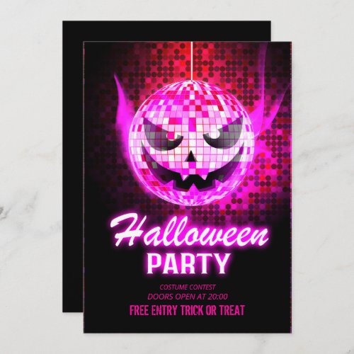 Neon Effect Adult Halloween party Invitation