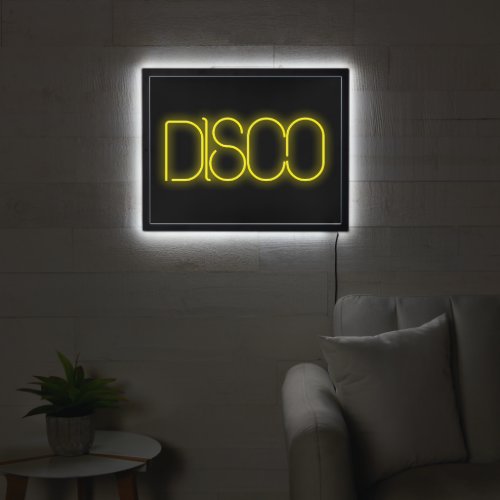 Neon Effect Disco Yellow Black LED Sign