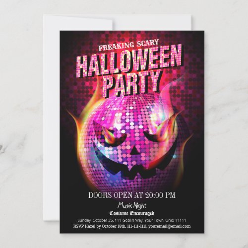 Neon Effect Freaking Scary Adult Halloween party I Invitation