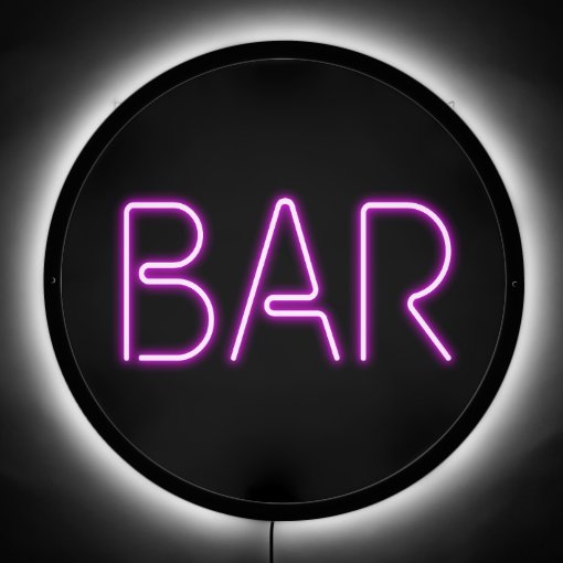 Neon Effect Pink Black Bar LED Sign | Zazzle