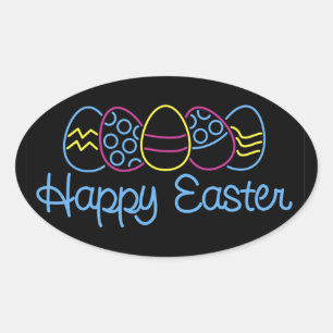 Neon Eggs - Oval Sticker