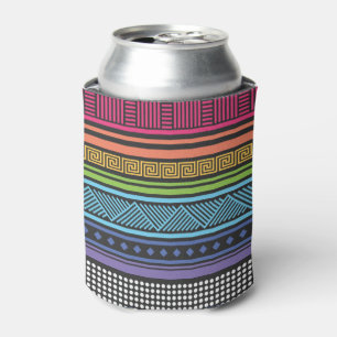 Neon Eighties Aztec Tribal Andes Pattern Can Cooler