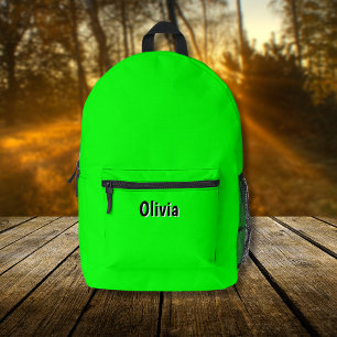 Neon Electric Green Black 3D Personalized Name Printed Backpack