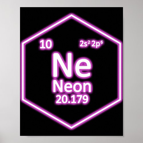 Neon Element Periodic Table Chemical Poster