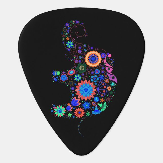 Neon Elephant Guitar Pick (Front)