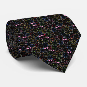 Neon Emoji Pattern Tie: Bold, Modern, Retro Fun Neck Tie