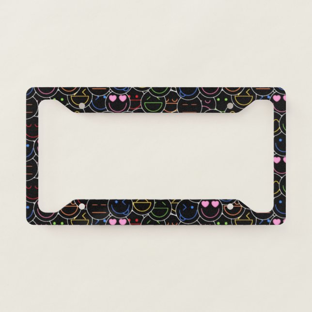 Neon Emojis License Plate Frame (Front)