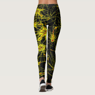 Neon Energy Leggings - Black Yellow Red Abstract