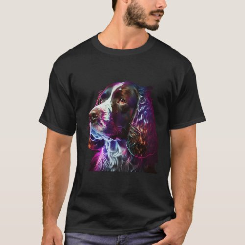 Neon English Springer Spaniel Dog  T_Shirt