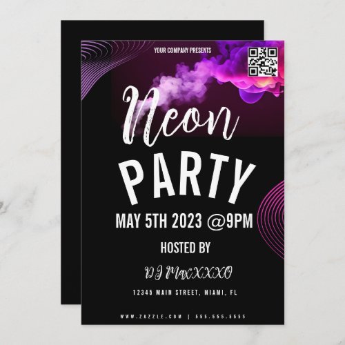 Neon Event Party Bar Club Flyer Invitation