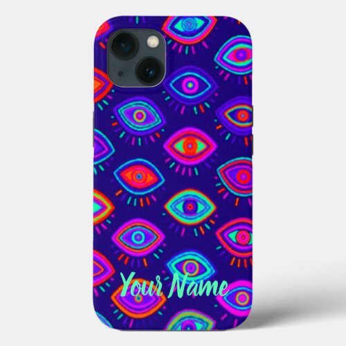 Neon Evil Eye  Indie Gothic Occult Aesthetic Pink iPhone 13 Case