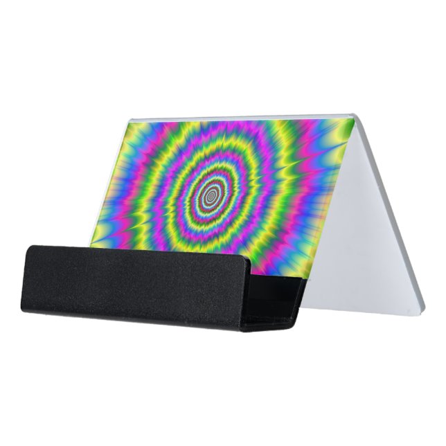 Neon Explosion Desk Business Card Holder (Angled Front)