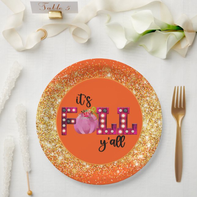 Neon Fall Autumn Customize Color Paper Plates (Wedding)