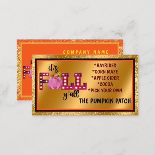 Neon Fall Autumn Customize Text and Color Business Card