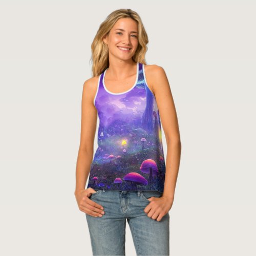 Neon Fantasy Mushrooms Tank Top