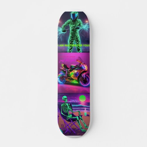 Neon fantasy skateboard