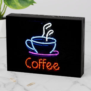 NEON (FAUX) COFFEE WOOD RETRO SIGN